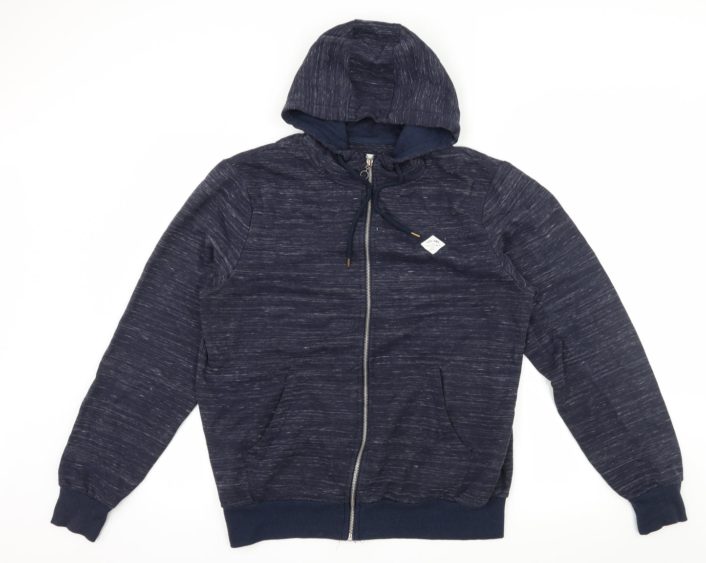 Primark Mens Blue Striped Jersey Full Zip Hoodie Size L