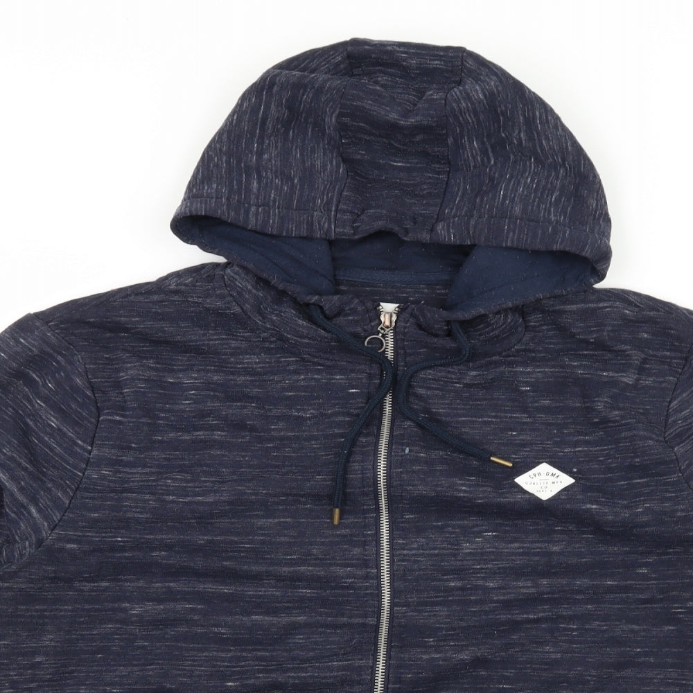 Primark Mens Blue Striped Jersey Full Zip Hoodie Size L
