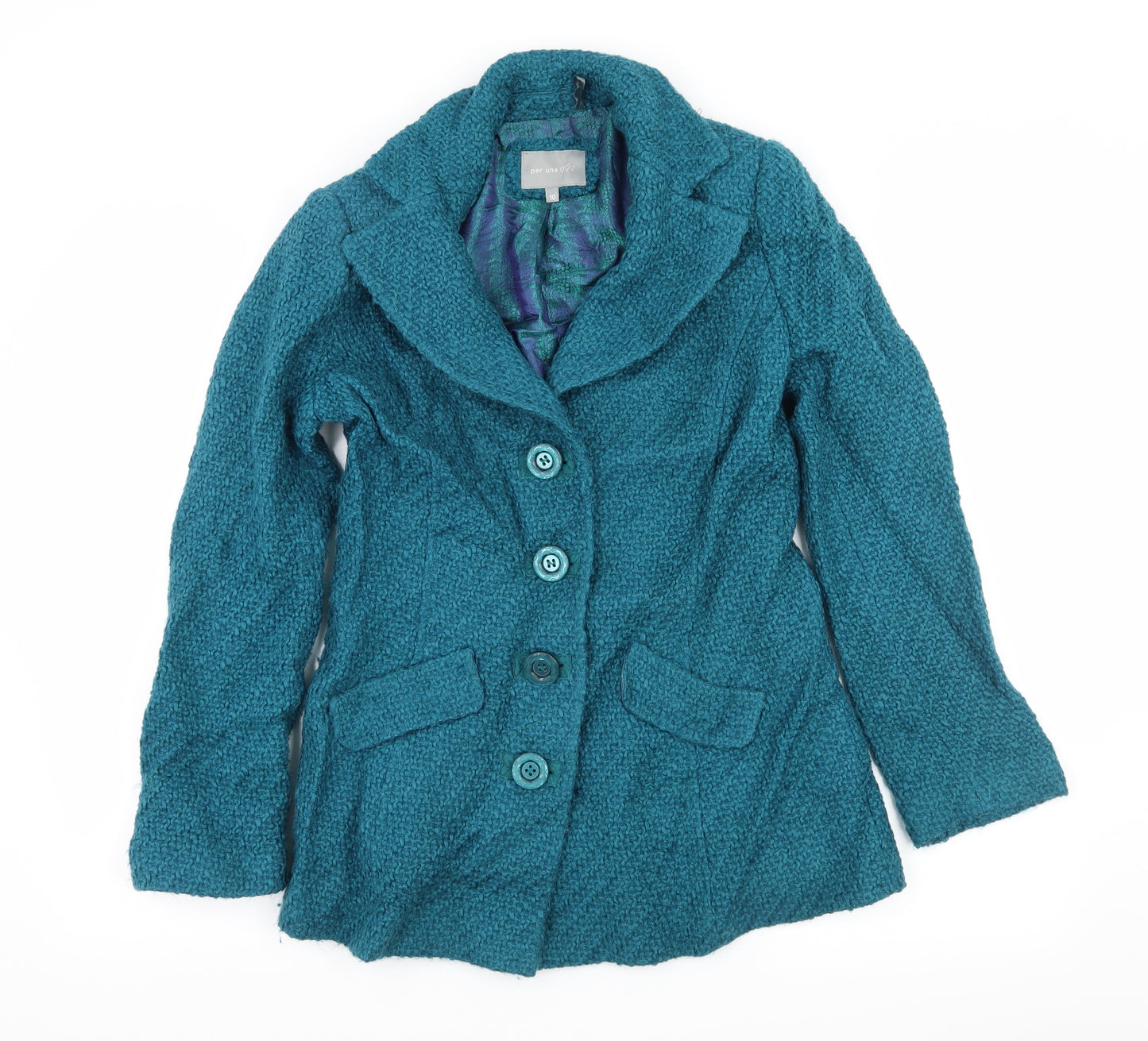 Per Una Womens Blue   Overcoat Coat Size 10