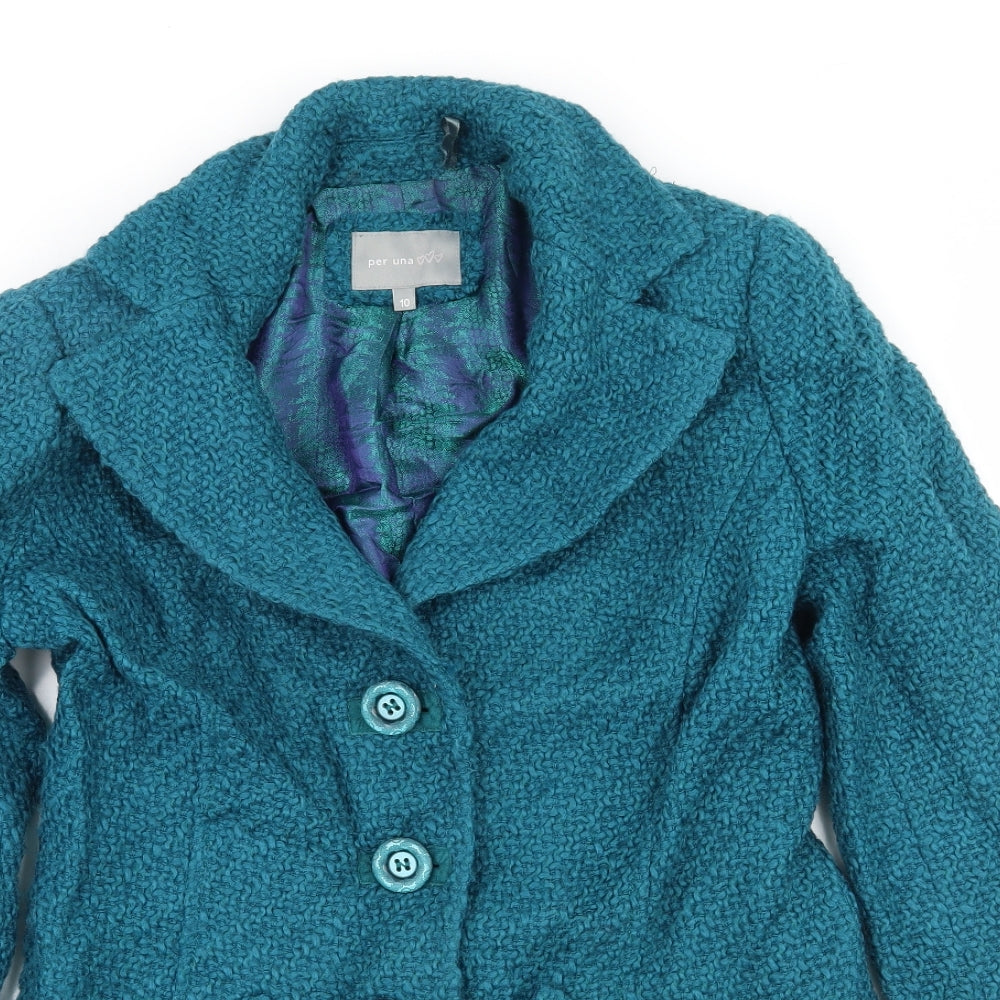 Per Una Womens Blue   Overcoat Coat Size 10