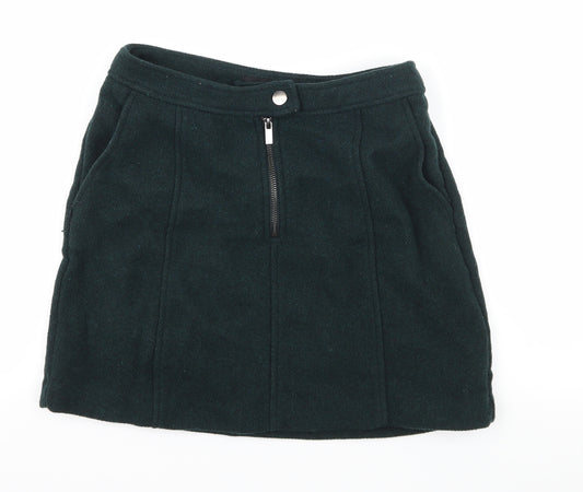 Front view of New Look women’s green a-line skirt, size UK 10