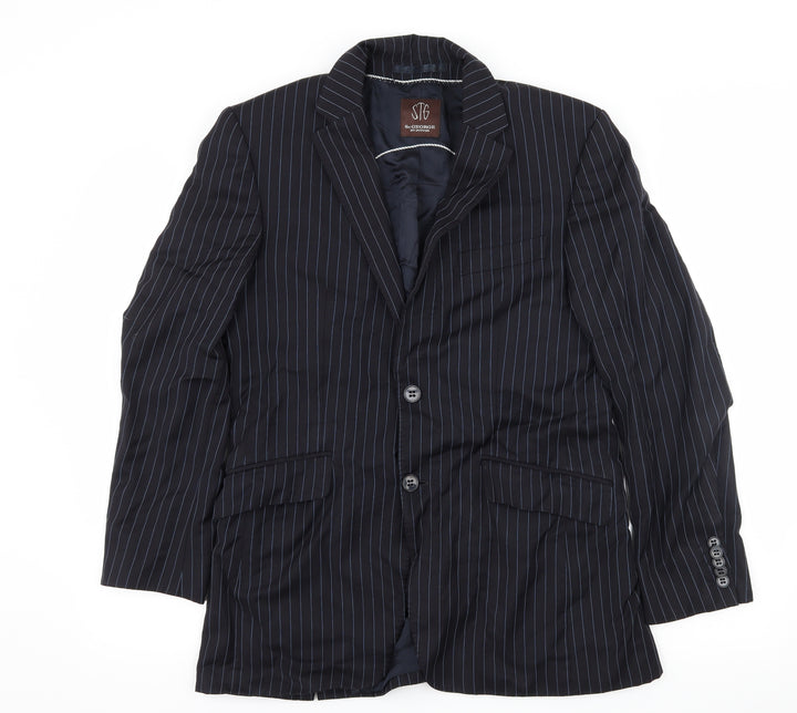 Duffer Mens Blue Striped  Jacket Suit Jacket Size M