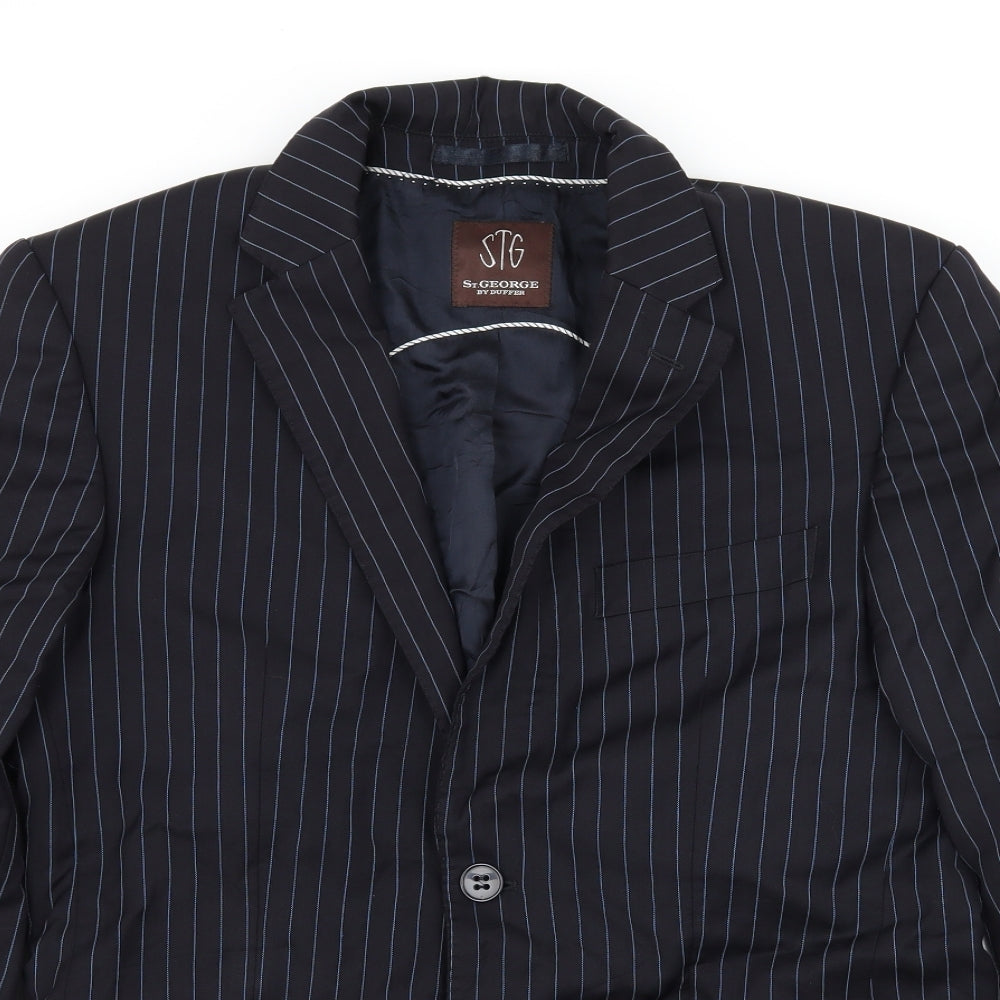 Duffer Mens Blue Striped  Jacket Suit Jacket Size M