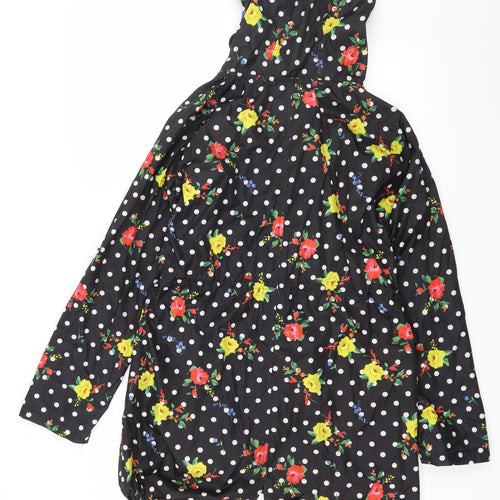 Denim & Co. Womens Black Floral  Parka Coat Size S