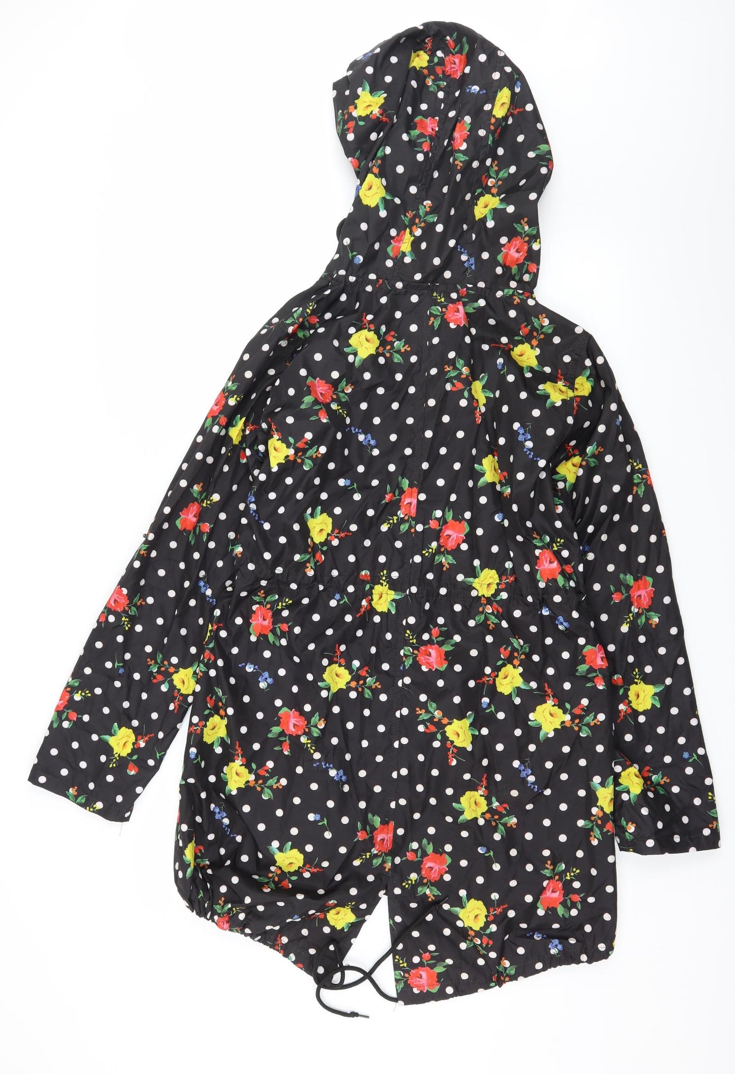 Denim & Co. Womens Black Floral  Parka Coat Size S