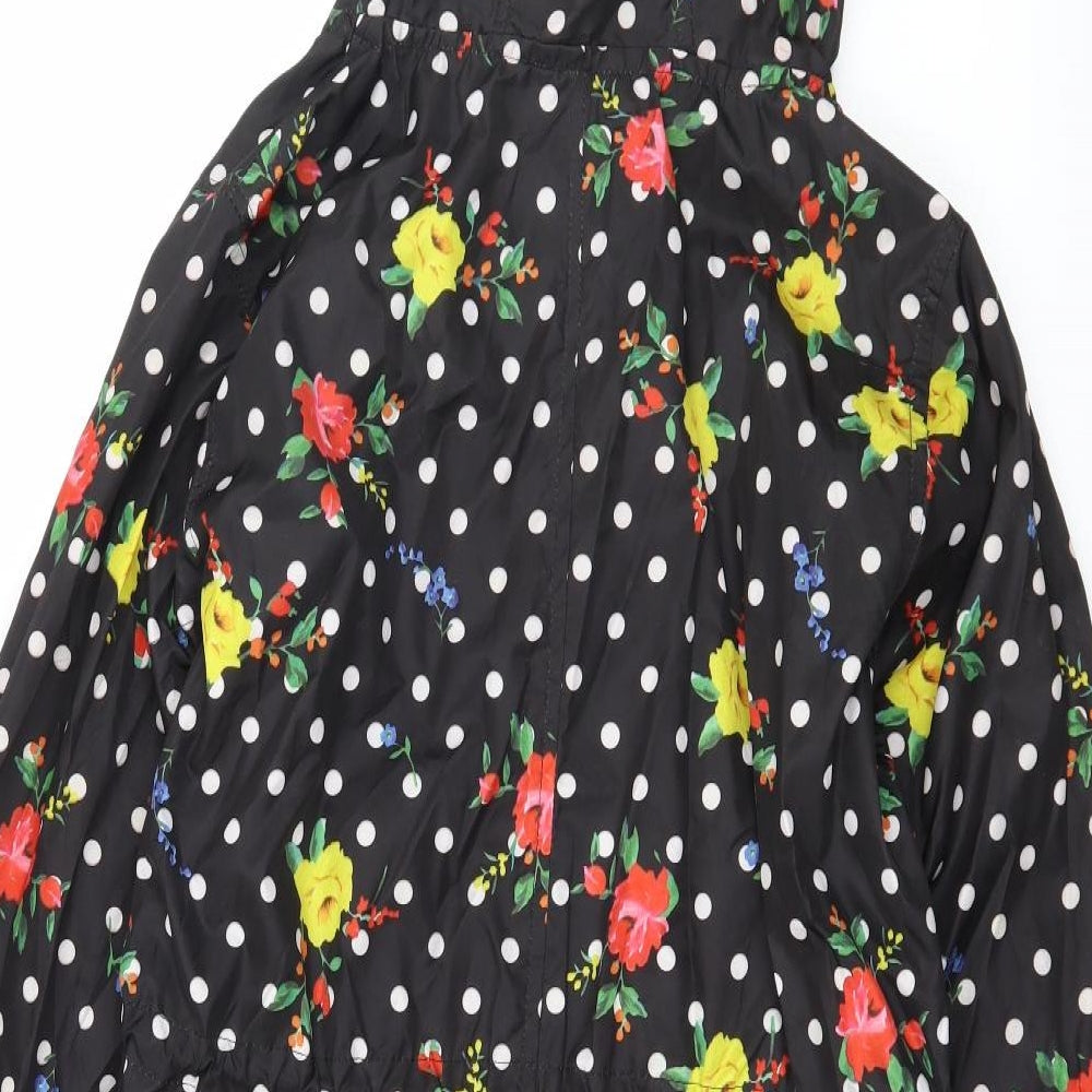 Denim & Co. Womens Black Floral  Parka Coat Size S