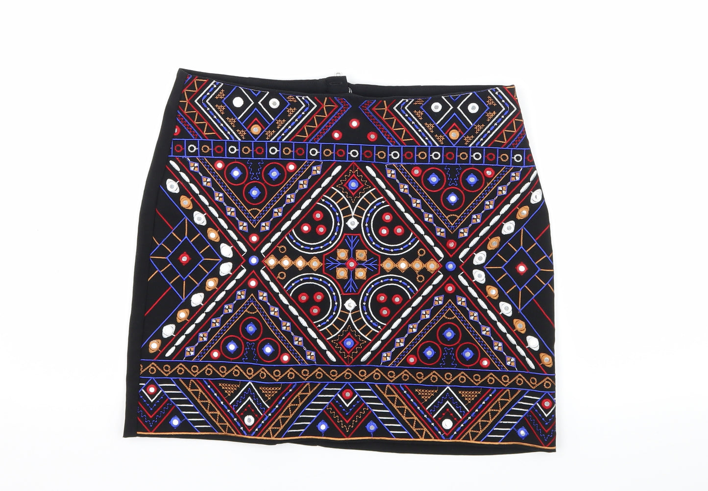 H&M Womens Black Geometric  A-Line Skirt Size 10