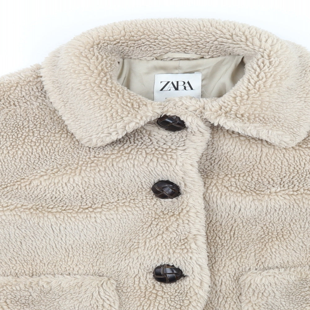 Zara Womens Brown   Pea Coat Coat Size S  - Sherpa