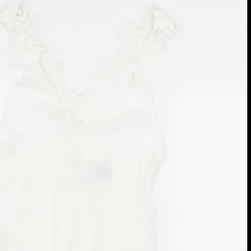 Roiii Womens White   Slip Dress  Size L  - Floral Straps