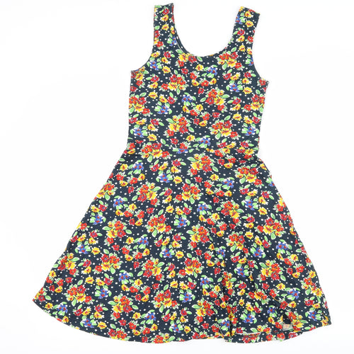 Atmosphere Womens Black Floral Jersey Skater Dress  Size 10