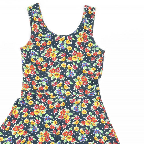 Atmosphere Womens Black Floral Jersey Skater Dress  Size 10