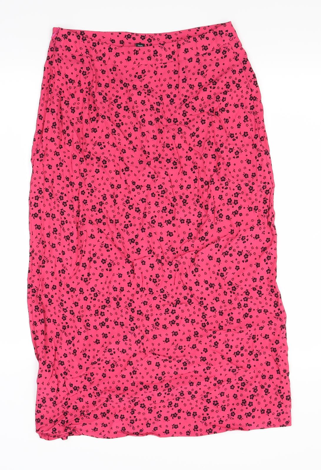 New Look Womens Pink Floral  A-Line Skirt Size 12