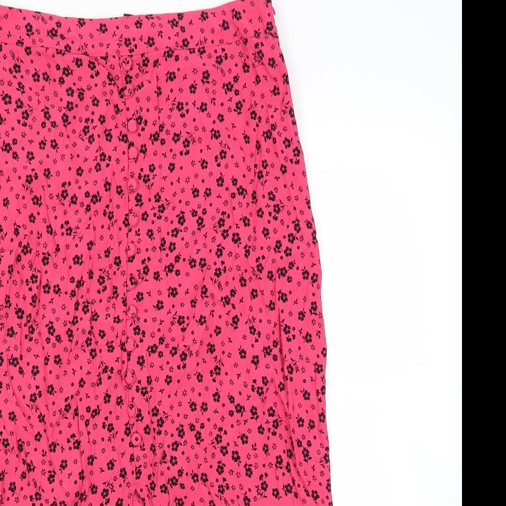 New Look Womens Pink Floral  A-Line Skirt Size 12