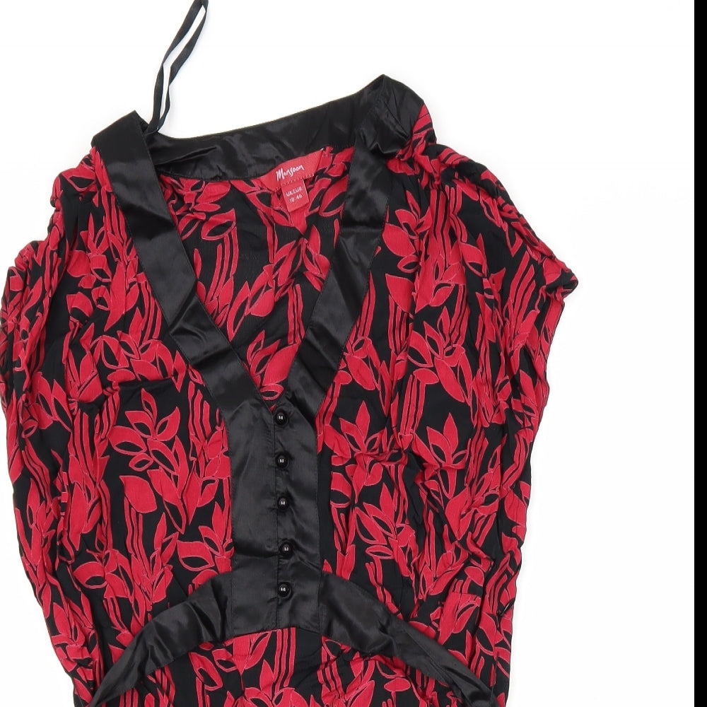Monsoon Womens Red Floral  Basic Blouse Size 18