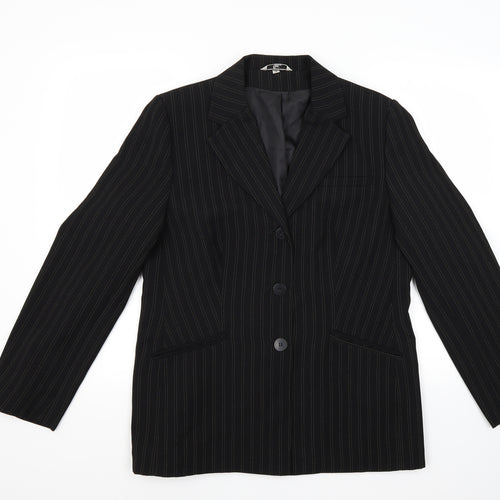 Klass Womens Black Striped  Jacket Coat Size 14