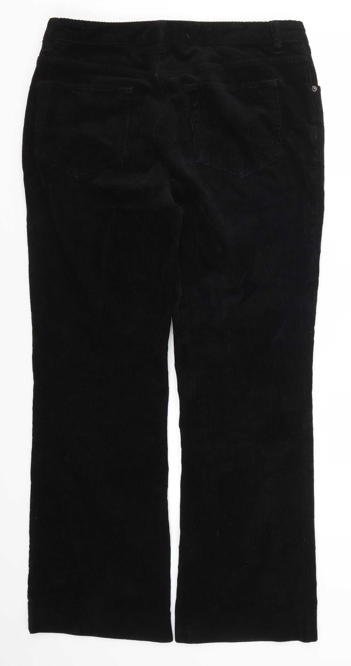 Lands End Womens Black  Corduroy Trousers  Size 14 L29 in