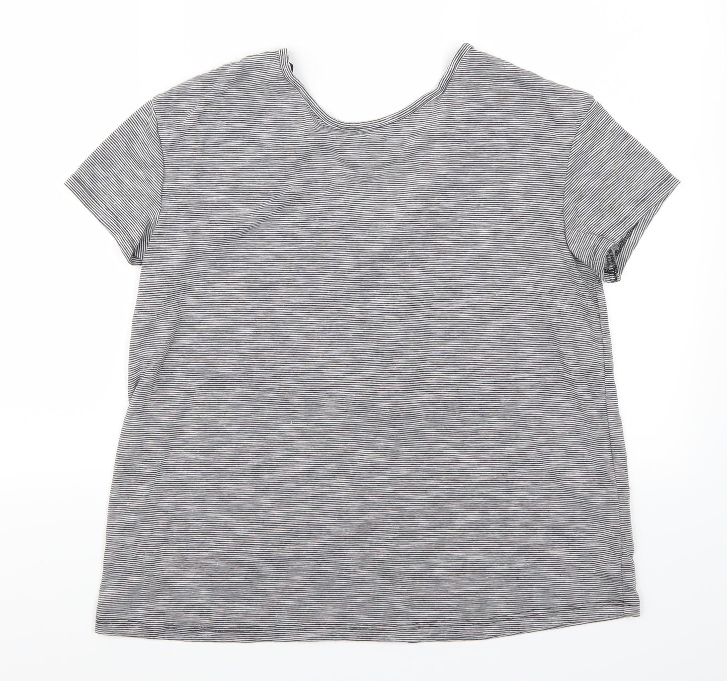 H&M Womens Grey Striped  Basic T-Shirt Size M