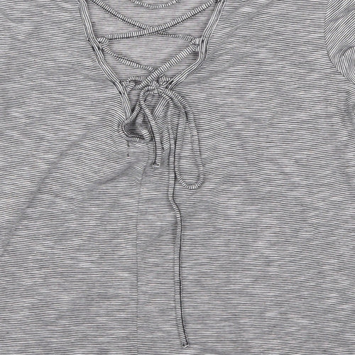 H&M Womens Grey Striped  Basic T-Shirt Size M