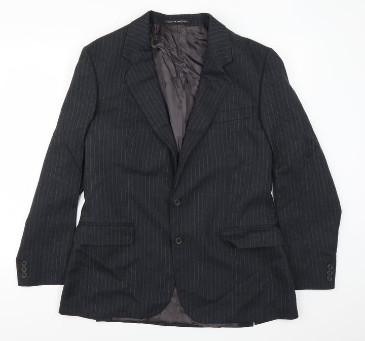 Burton Mens Grey Striped  Jacket Suit Jacket Size 38