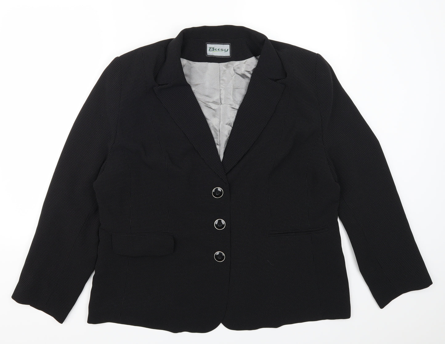 Busy Womens Black Spotted  Jacket Suit Jacket Size 44