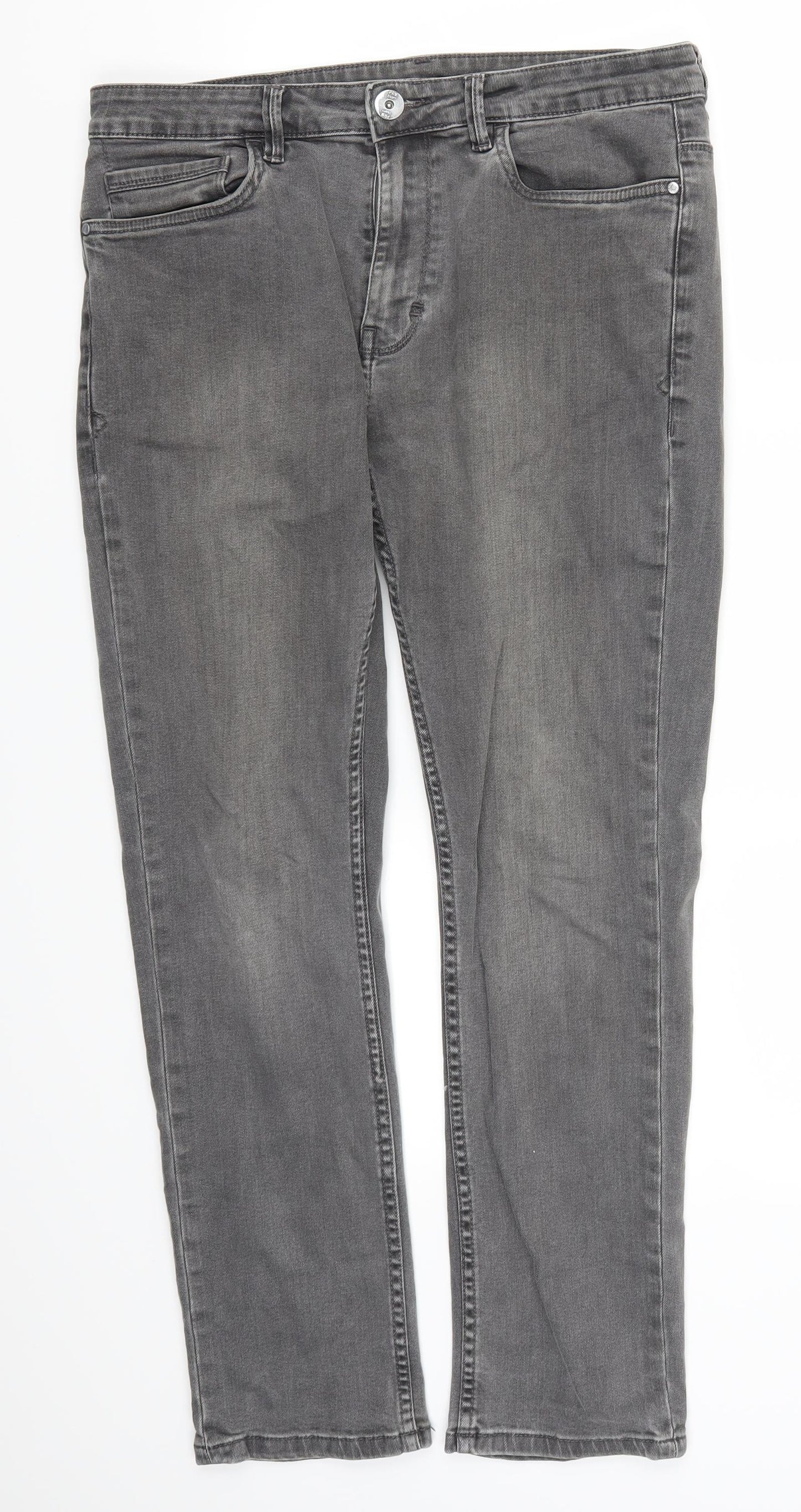 George Mens Grey  Denim Straight Jeans Size 34 L29 in