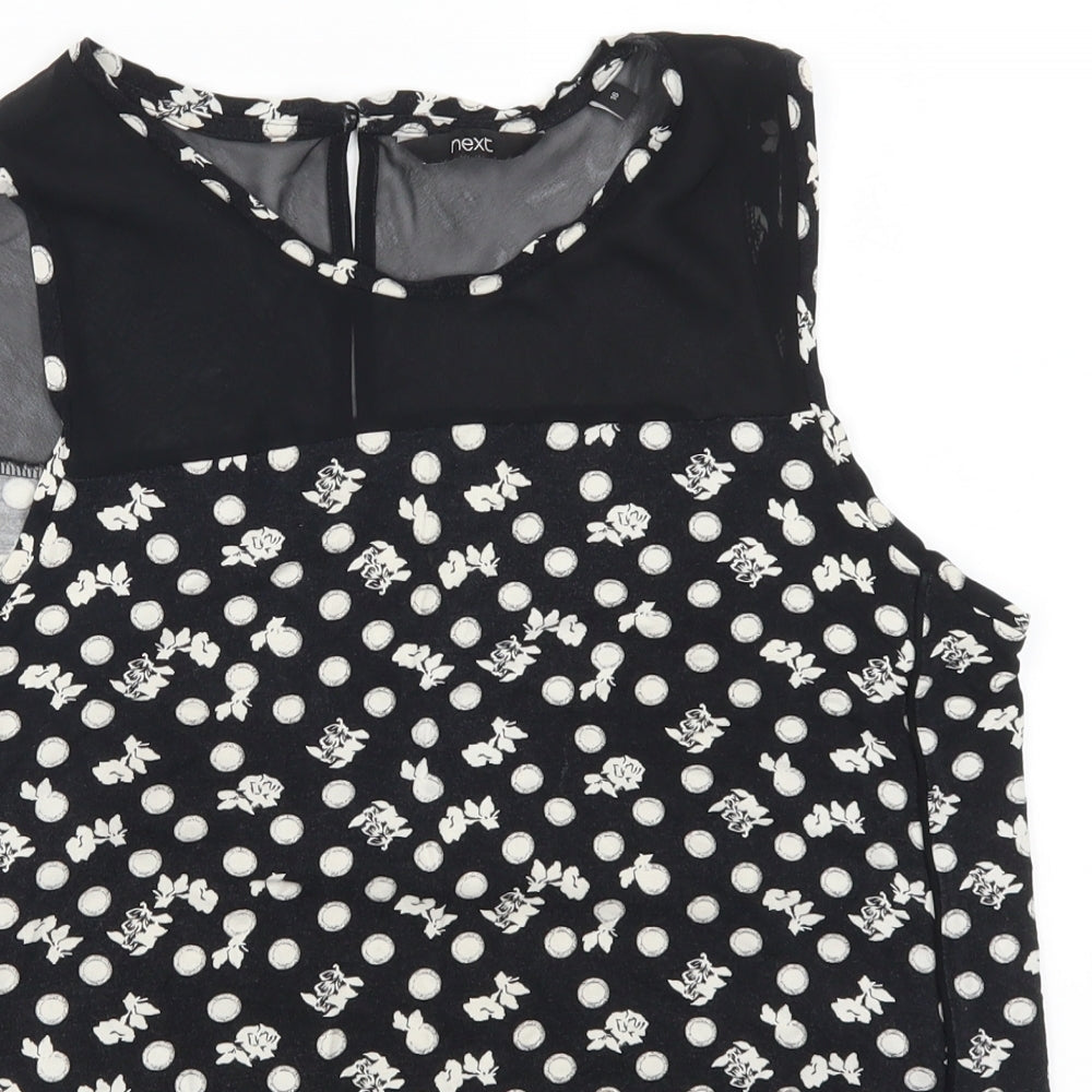 NEXT Womens Black Geometric  Basic Tank Size 16