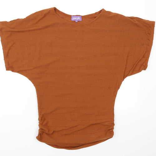 Purple Womens Brown   Basic T-Shirt Size 10