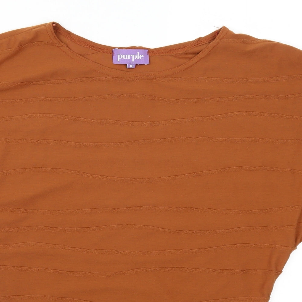 Purple Womens Brown   Basic T-Shirt Size 10