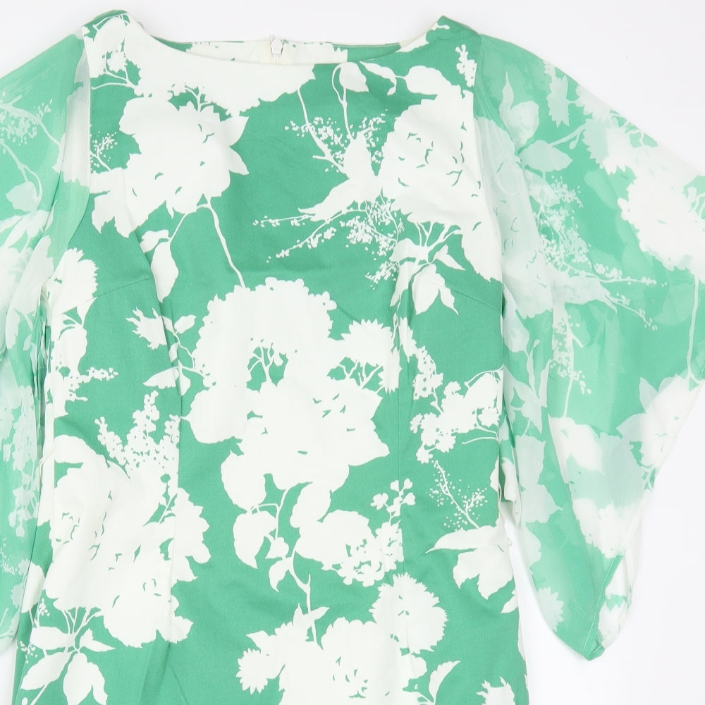 Pasis Womens Green Floral  A-Line  Size 12