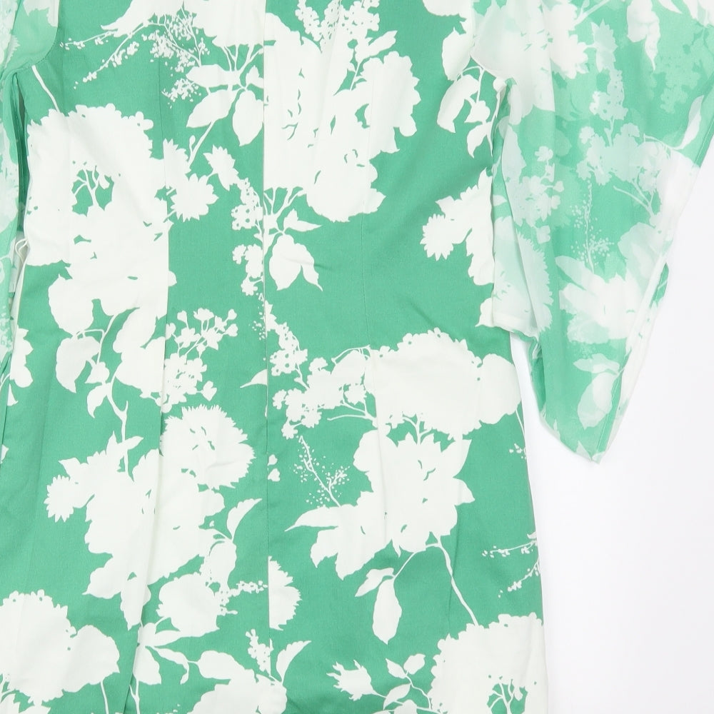 Pasis Womens Green Floral  A-Line  Size 12