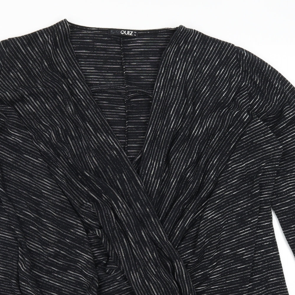 Quiz Womens Black Striped  Basic T-Shirt Size 18