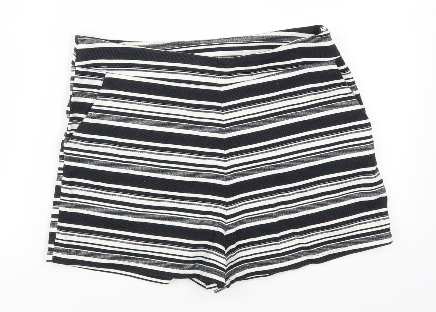 Papaya Womens Black Striped  Mom Shorts Size 12