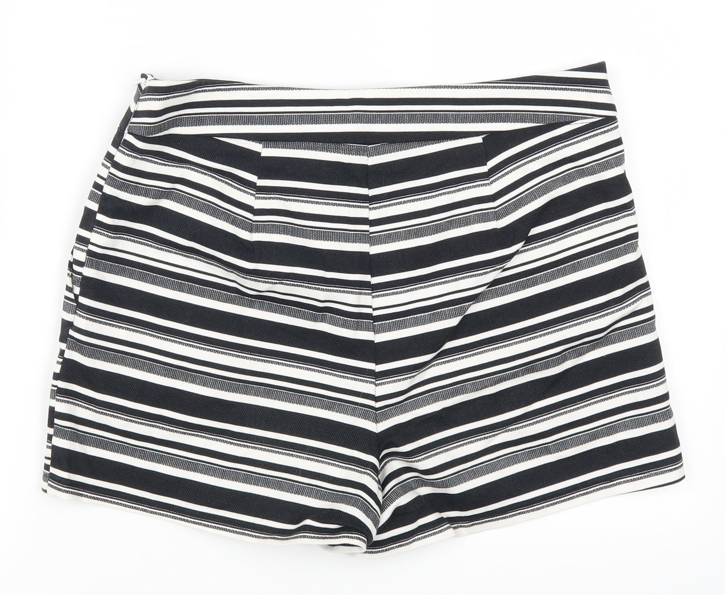 Papaya Womens Black Striped  Mom Shorts Size 12