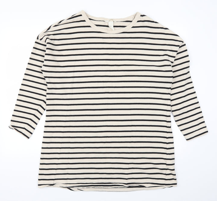 H&M Womens Beige Striped T-Shirt Dress Size M - Sweater Dress
