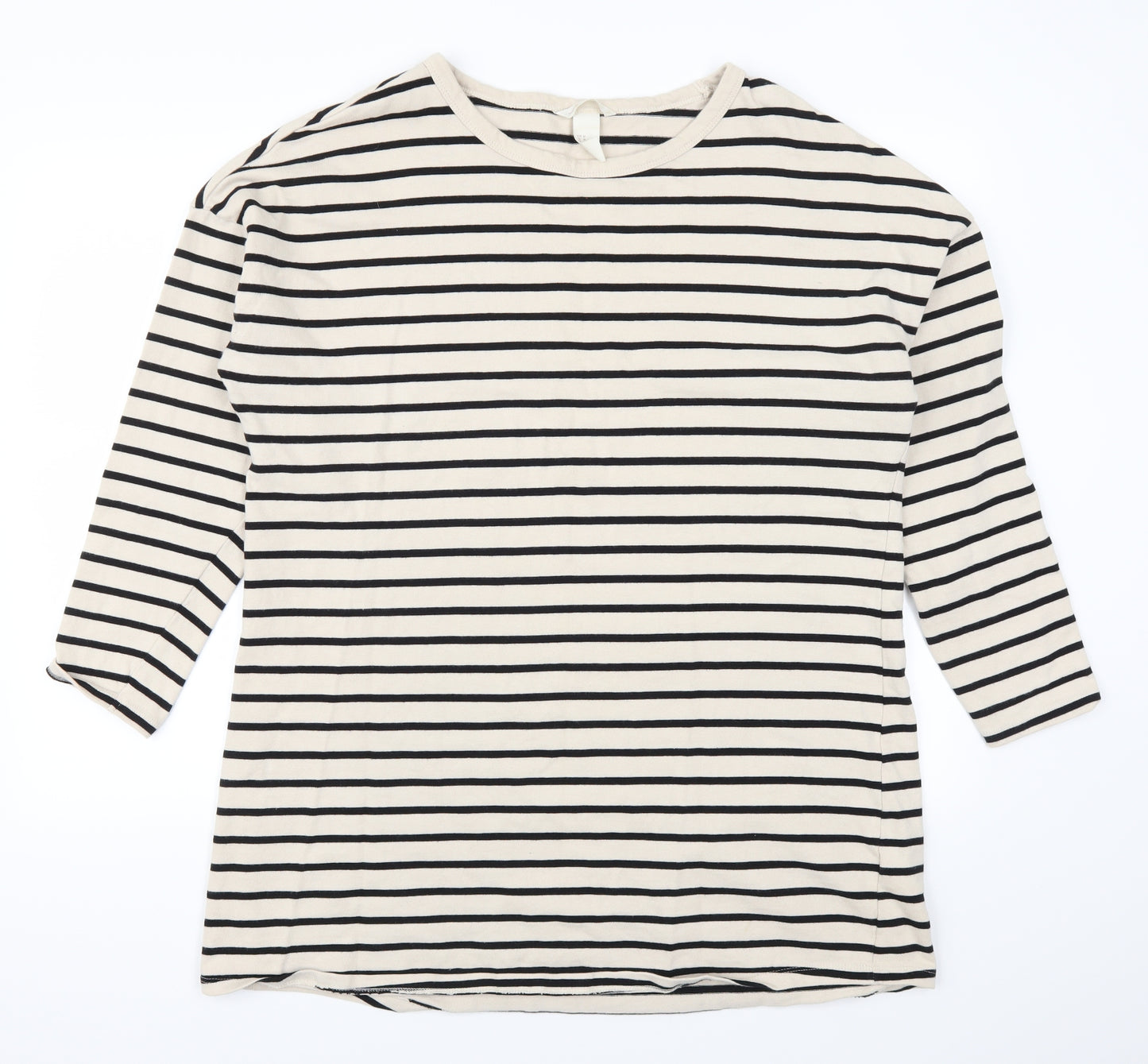 H&M Womens Beige Striped  T-Shirt Dress  Size M  - Sweater Dress