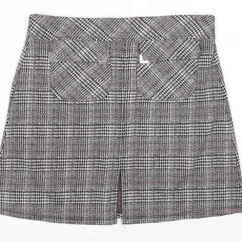 Dorothy Perkins Womens Grey Houndstooth  A-Line Skirt Size 12