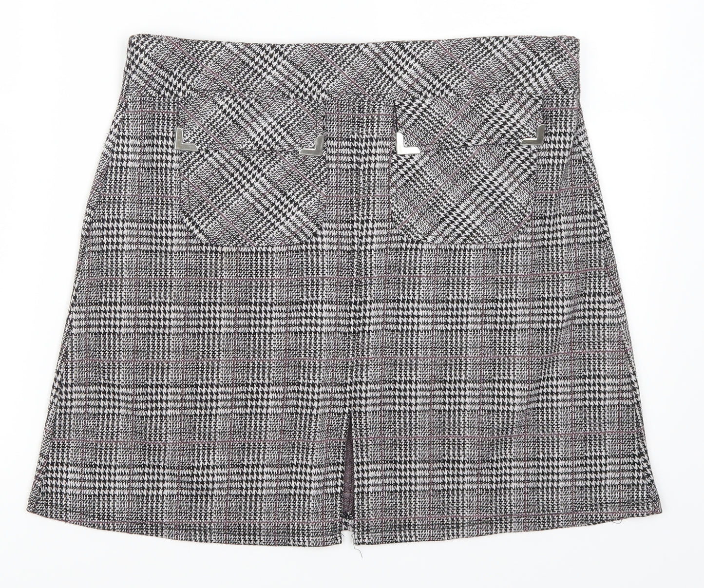 Dorothy Perkins Womens Grey Houndstooth  A-Line Skirt Size 12