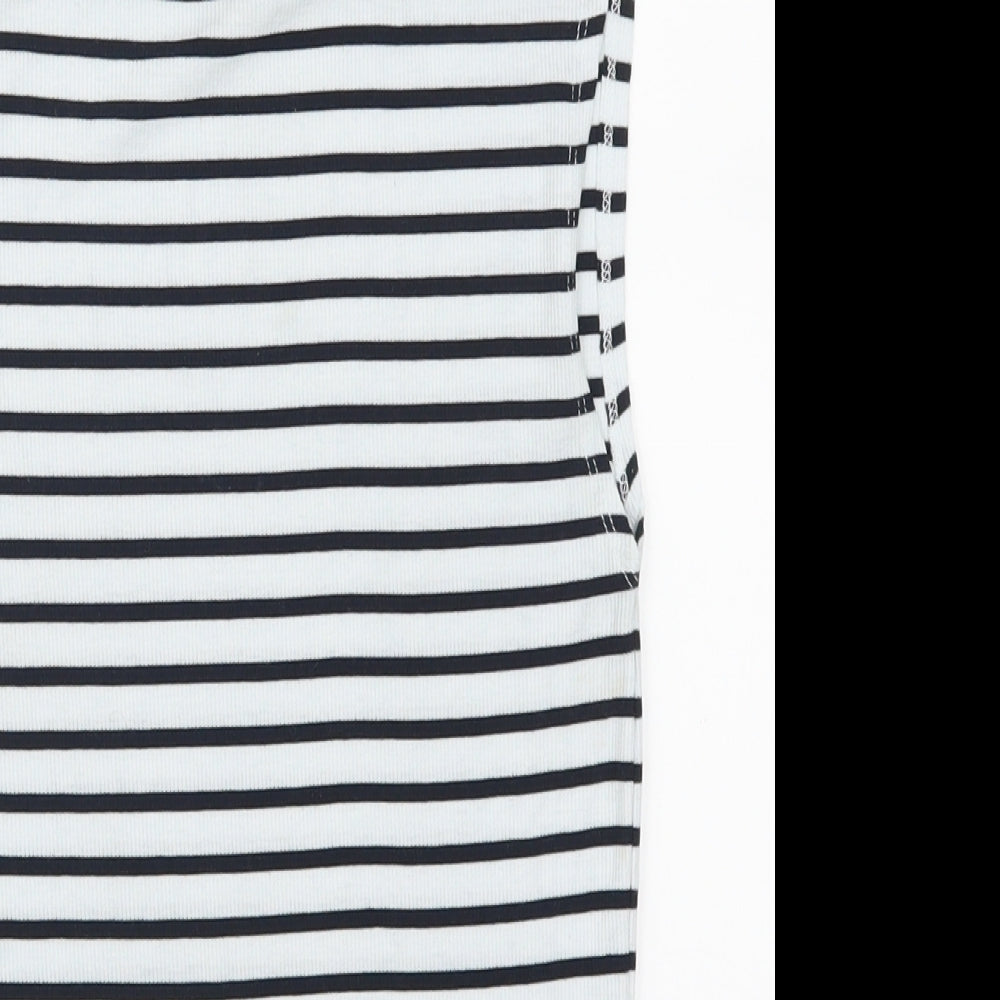 Atmosphere Womens White Striped  Basic Tank Size 8
