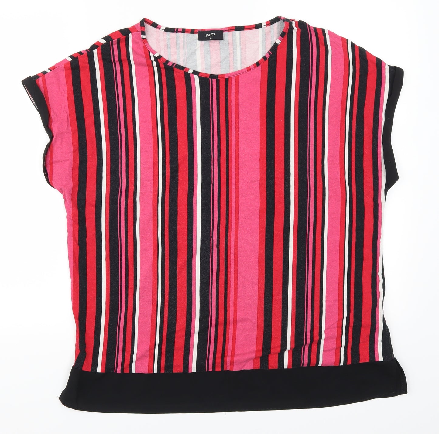 Papaya Womens Pink Striped  Basic T-Shirt Size 16