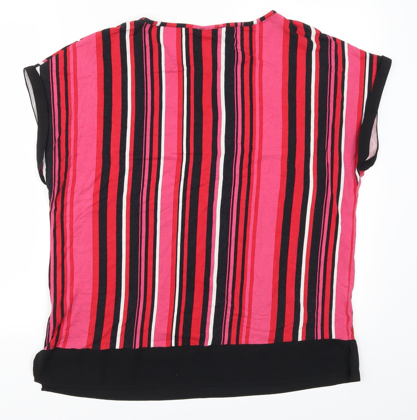 Papaya Womens Pink Striped  Basic T-Shirt Size 16