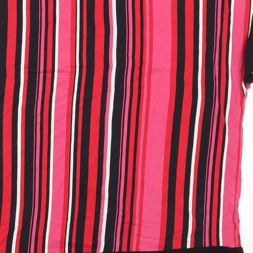 Papaya Womens Pink Striped  Basic T-Shirt Size 16