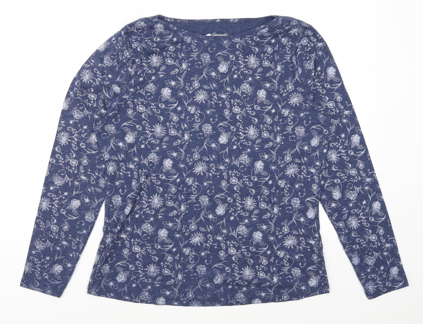BHS Womens Blue Floral  Basic T-Shirt Size 16