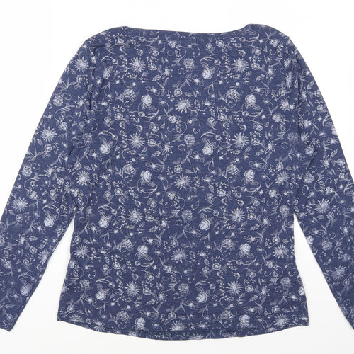 BHS Womens Blue Floral  Basic T-Shirt Size 16