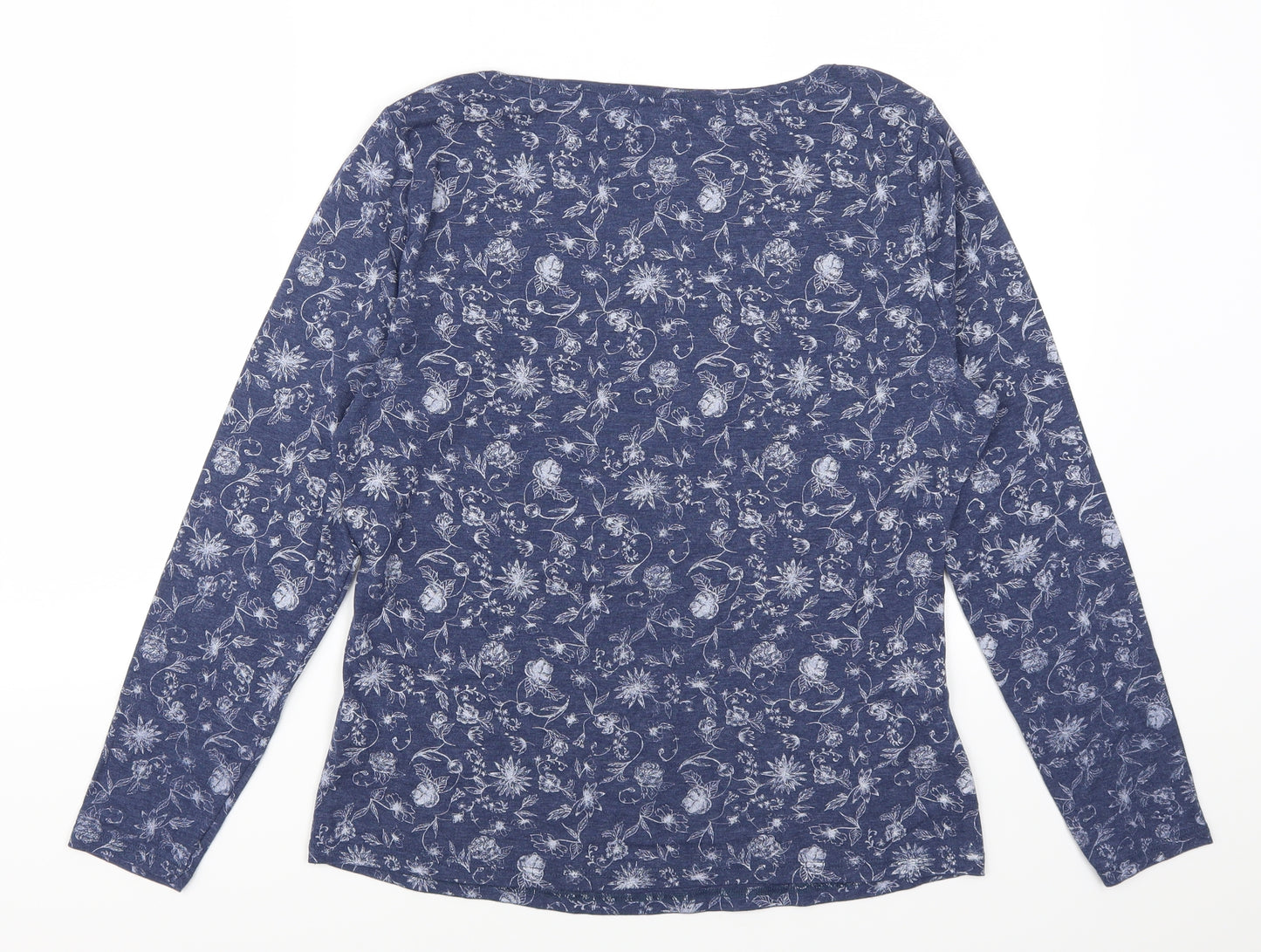 BHS Womens Blue Floral  Basic T-Shirt Size 16