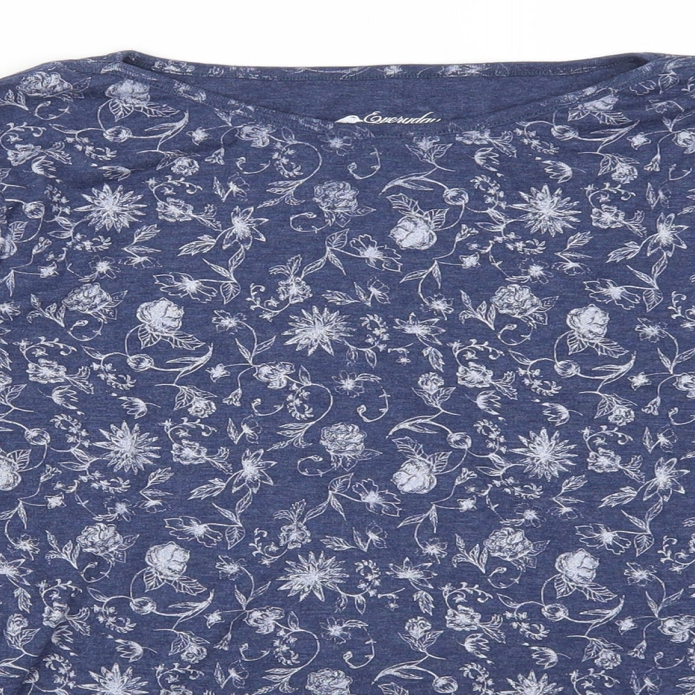 BHS Womens Blue Floral  Basic T-Shirt Size 16