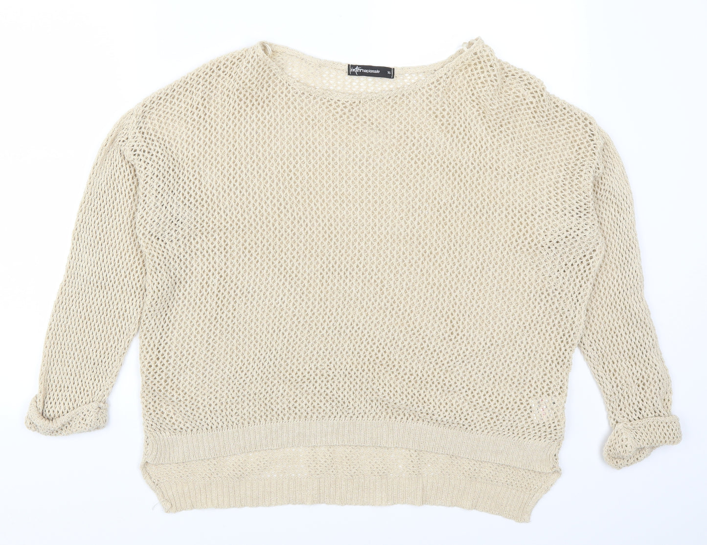 Internationale Womens Beige   Pullover Jumper Size 16