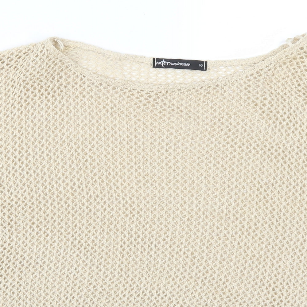 Internationale Womens Beige   Pullover Jumper Size 16