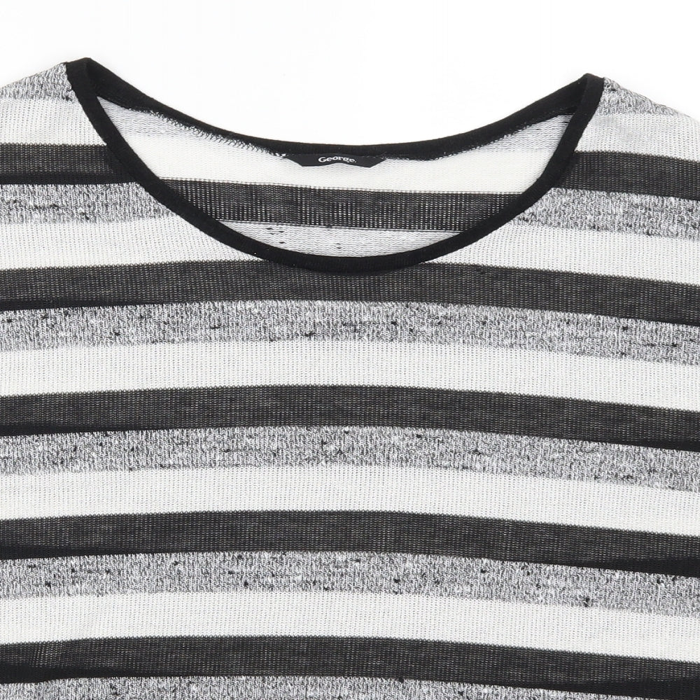 George Womens Grey Striped  Basic T-Shirt Size 16