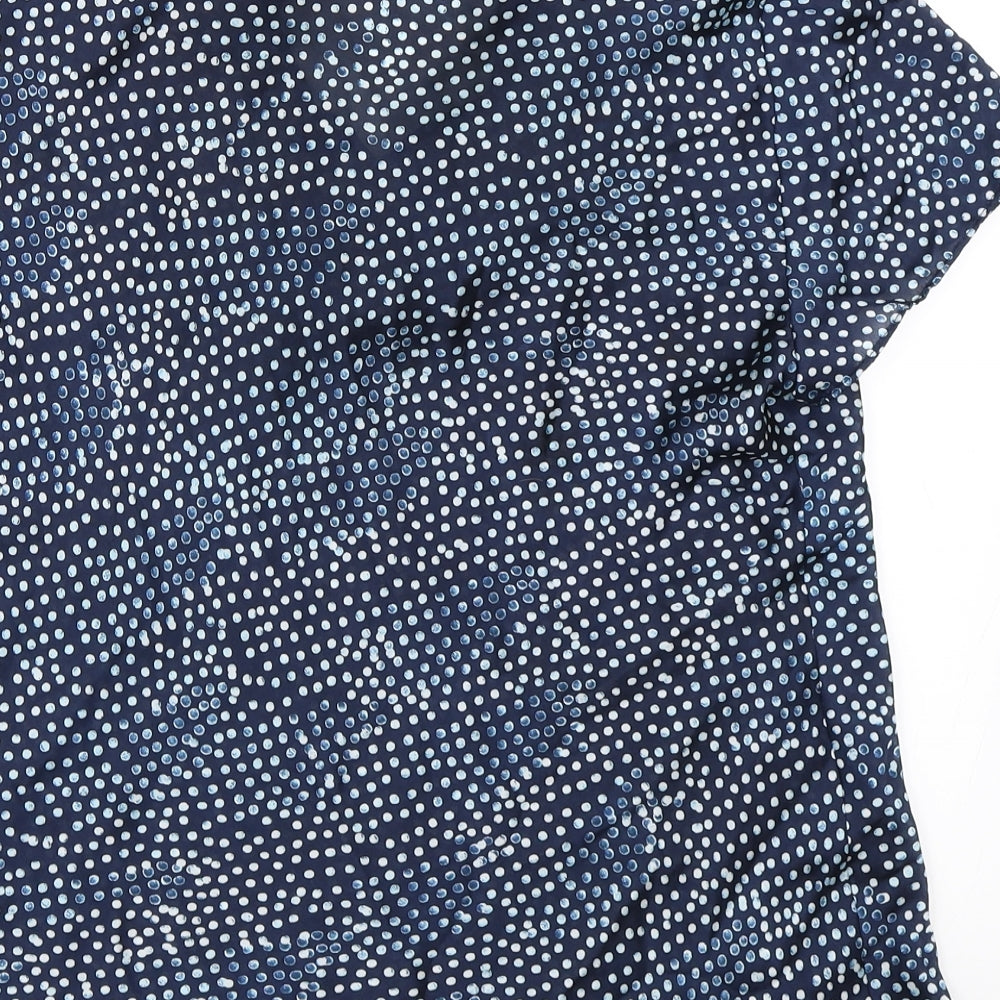 Spense Womens Blue Polka Dot Satin Basic Blouse Size M