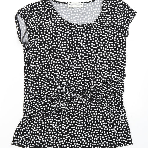 Simon Jeffrey Womens Beige Polka Dot  Basic T-Shirt Size 14